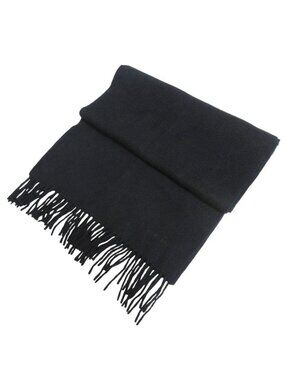 Hermes Cashmere Fringe Scarf Black